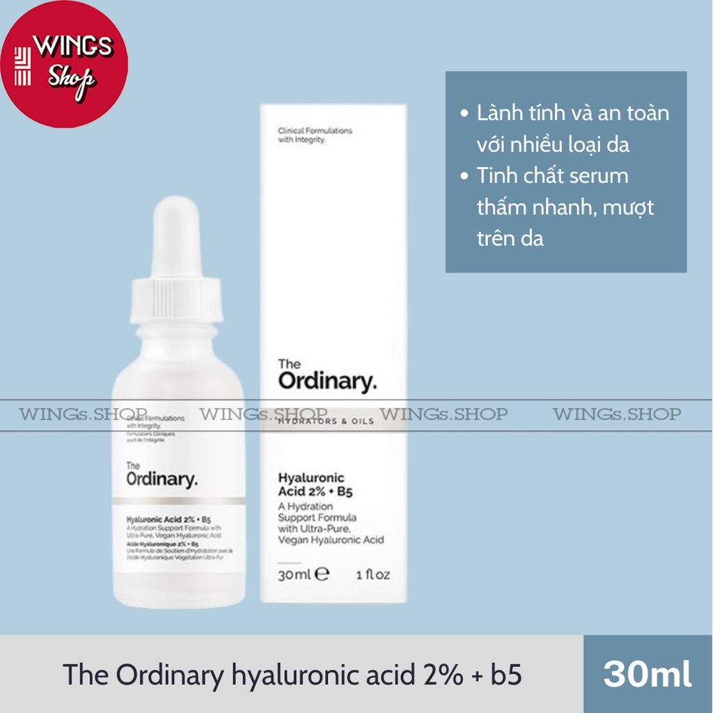 Tinh Chất Cấp Ẩm Hồi Phục The Ordinary Hyaluronic Acid 2% + B5 | Hàng Chính Hãng