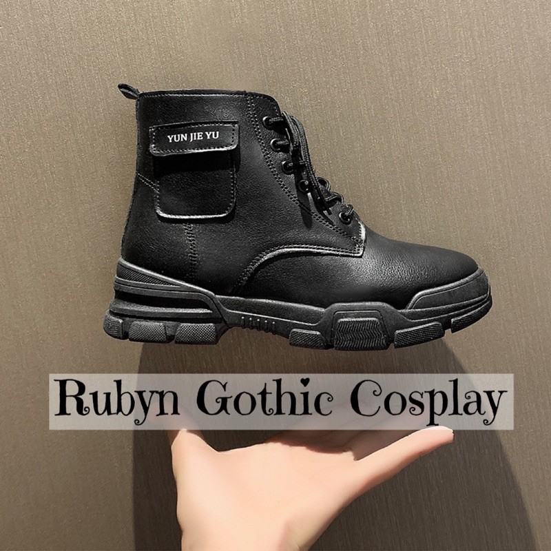 [CÓ SẴN]  Giày Boots Chiến Binh Cổ Lửng Hàn Quốc Jie Yu 2 màu đen, trắng sữa ( Size 35 - 40)