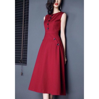 Đầm xòe dự tiệc from dài đính nút có túi bao xinh