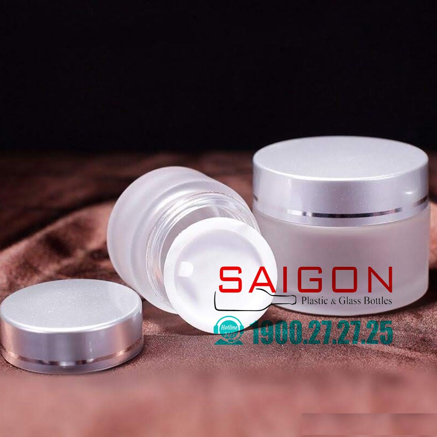 10 Hũ Thủy Tinh Mờ Đựng Kem Nắp Xi Bạc