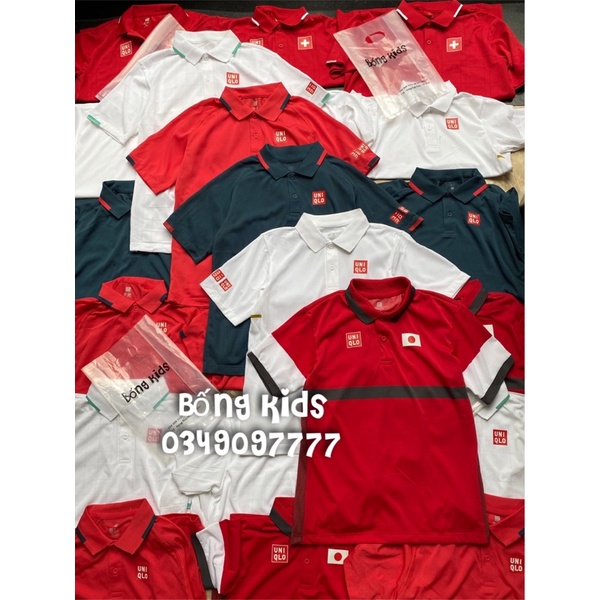 Áo Polo Nam &amp; Bé Trai Phối Lưới Thông Hơi Mềm UNI(cắt tag có lỗi vải nhẹ)