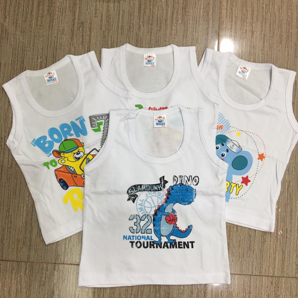[THUN COTTON] Áo ba lỗ trắng MINAS(3-24kg)