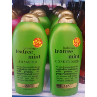 Dầu gội xả biotin ogx Hydrating Teatree Mint - xanh lá 577ml