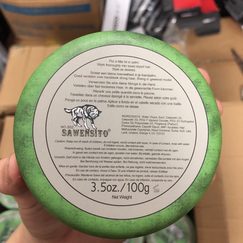 Sáp Wax Vuốt Tóc Nam Sawensito Sói Xanh Lá Hương Sữa Dừa Dung Tích lớn 100g tạo kiểu giữ nếp tốt