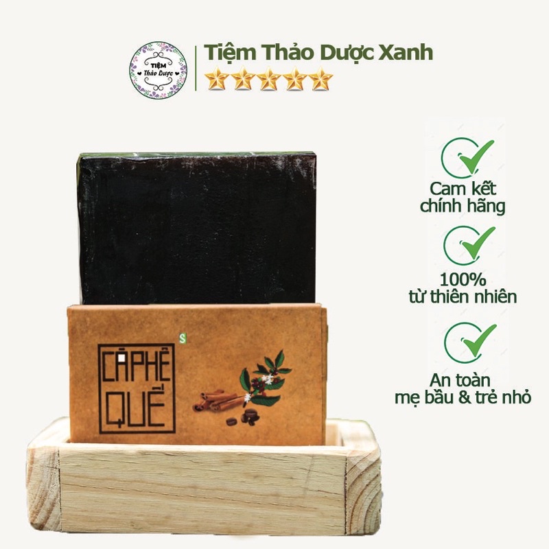 Xà phòng cà phê quế Tiệm Thảo Dược Xanh xà bông sinh dược giúp dưỡng ẩm và  làm sạch làn da