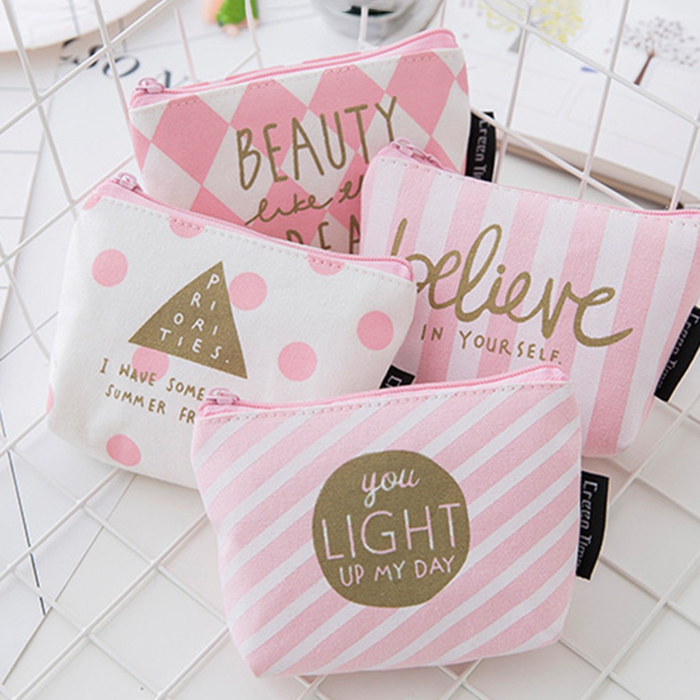 Ví Đựng Tiền Mini Đa Năng Tiện Dụng Bằng Vải Canvas Xinh Xắn Dành Cho Nữ