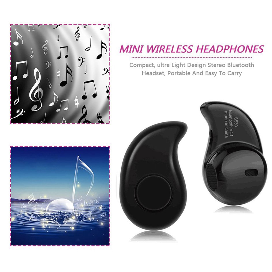 Tai Nghe Bluetooth S530 Nhét Tai V4.1 Ear-Pod Siêu Nhỏ Có Nghe Nhạc