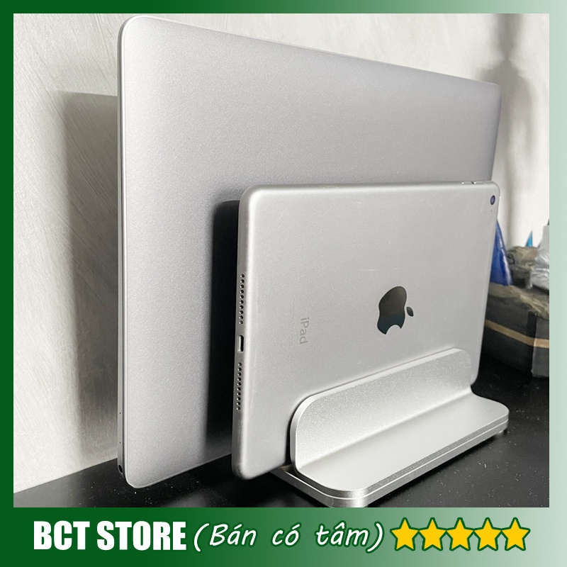 Đế đôi dựng Macbook Laptop Ipad  bằng kim loại nguyên khối để decor bàn làm việc