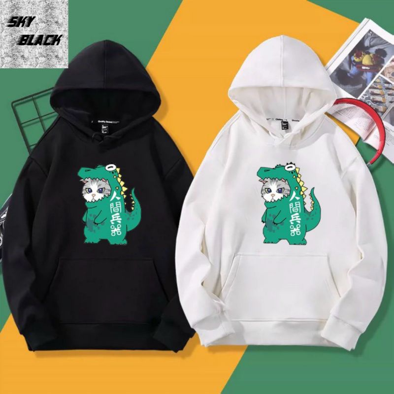 ÁO KHOÁC NỈ HOODIE UNISEX- NAM NỮ- PHONG CÁCH,MAY KĨ-IN MÈO COSPLAY KHỦNG LONG