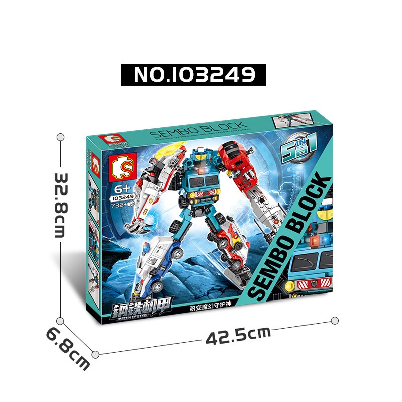 Đồ chơi Lắp ráp Robot Siêu thú biến hình, Xếp chình siêu nhân, Sembo Block, Nhựa ABS an toàn