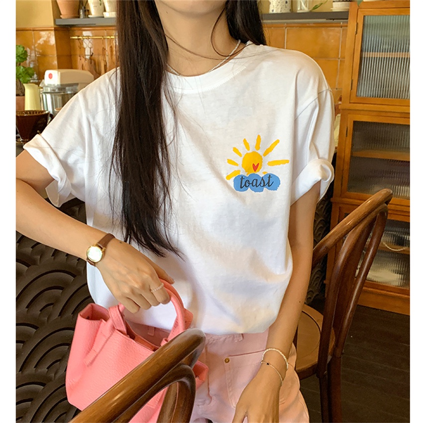 NRVP Áo Thun Nữ Oversize Cổ Tròn Thời Trang Hàn Quốc