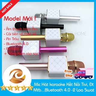 Mic Hát Karaoke Q7 Kết Nối Bluetooth Kết Nối TIvi, Máy Tính, Điện thoại, loa thùng....model mới