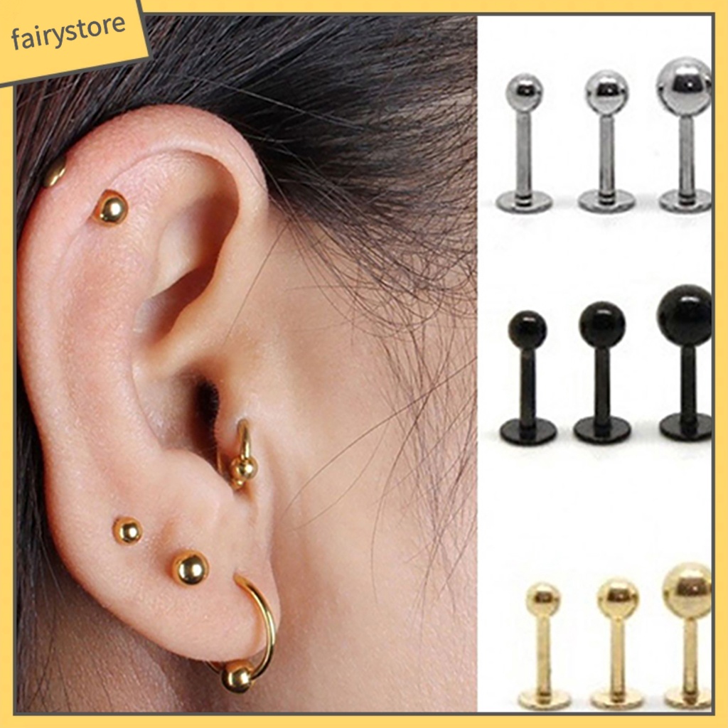 Khuyên Tai Hình Quả Tạ Bằng Thép Titan Đơn Giản Dễ Phối Đồ Cho Nữ