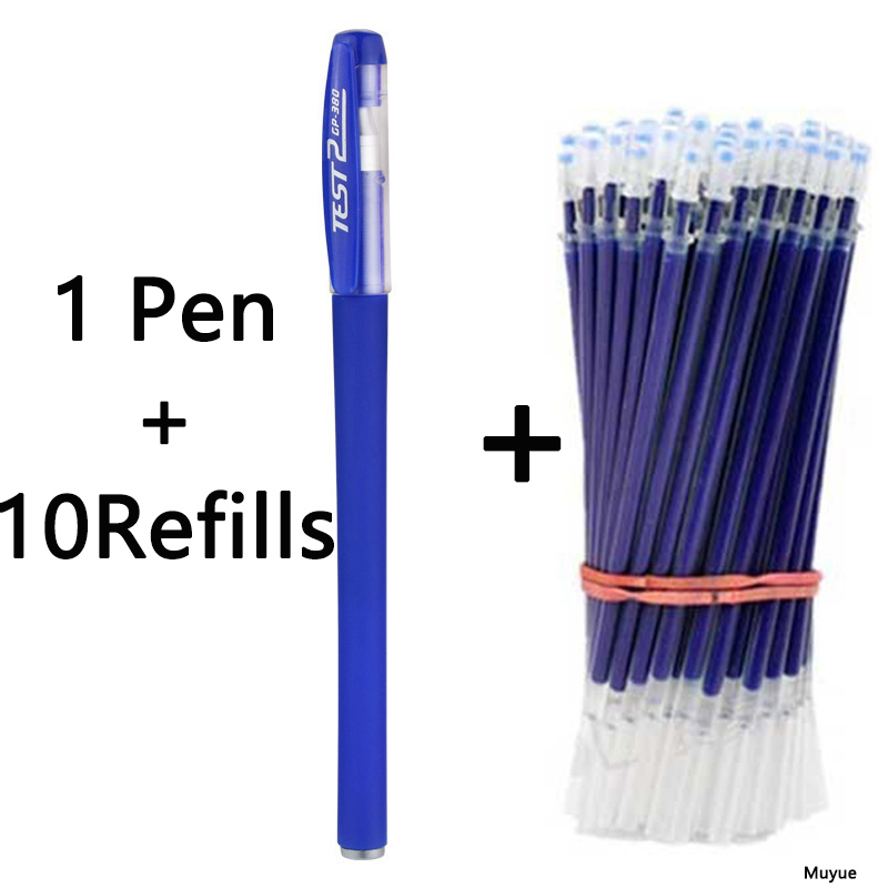 Bộ bút gel + 10 ngòi 0.5mm mực đen thay thế dùng cho văn phòng và trường học