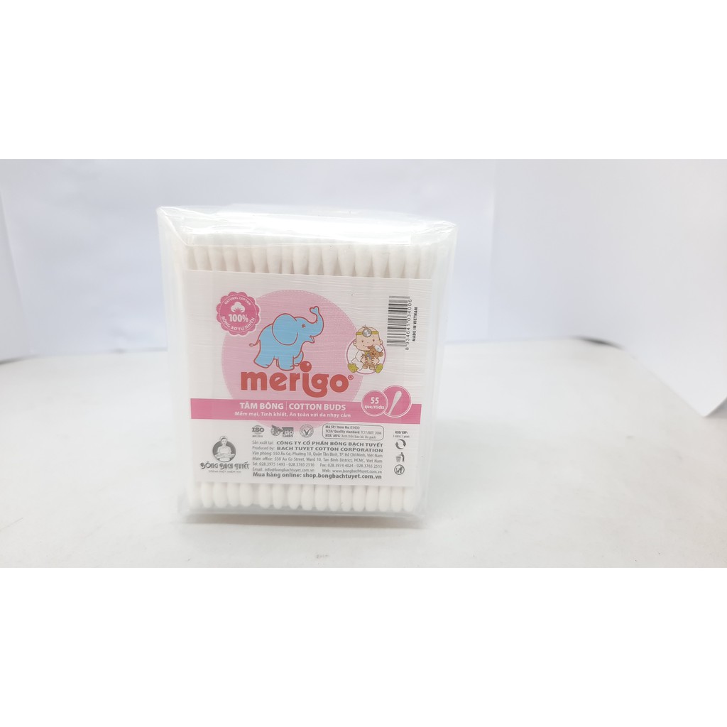 Date mới KHẨU TRANG MERIGO BẠCH TUYẾT GÓI 8 CÁI tặng 1 gói tăm bông merigo | BigBuy360 - bigbuy360.vn