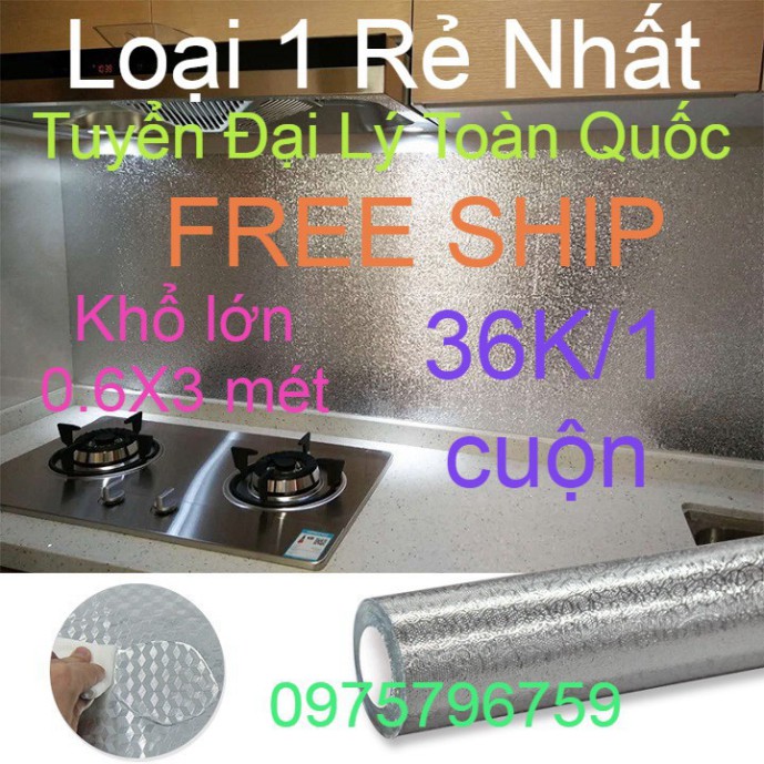 XDG URGS [FREE SHIP] Cuộn giấy bạc dán bếp cách nhiệt, miếng decal dán tường nhà bếp khổ lớn 0,6x3 mét 25 XDG