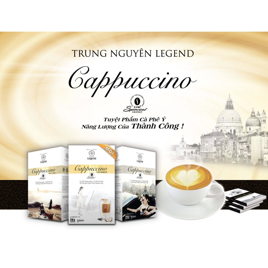 CÀ PHÊ TRUNG NGUYÊN LEGEND CAPPUCCINO HAZELNUT/ MOCHA/ COCONUT 216G