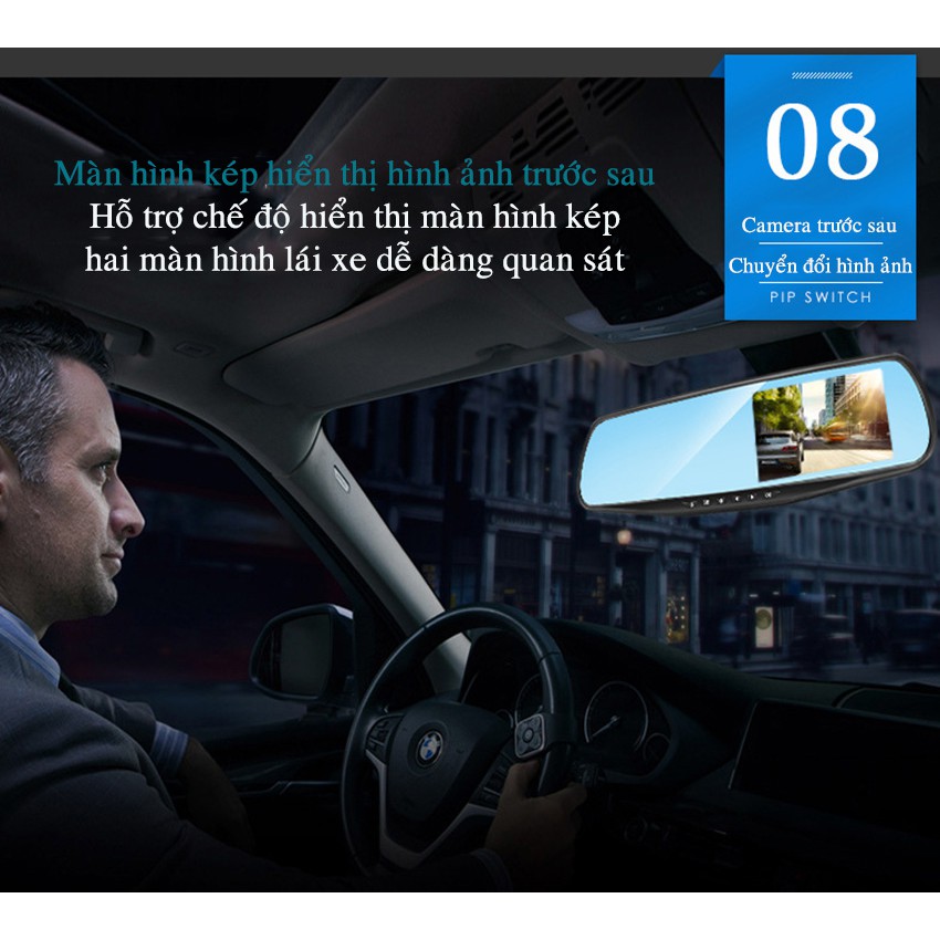 [Tặng camera lùi]Camera hành trình ô tô Gương (4.3inch)Vehicle Blackbox FullHD 1080,hỗ trợ tiếng việt-thesshop | BigBuy360 - bigbuy360.vn