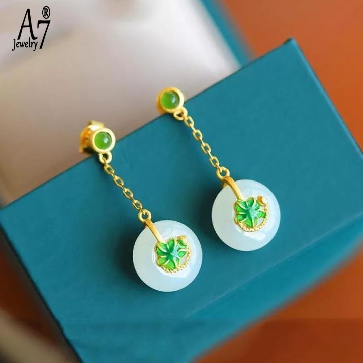 Bông Tai Hình Hoa Sen A7 Mạ Bạc Phong Cách Cổ Điển