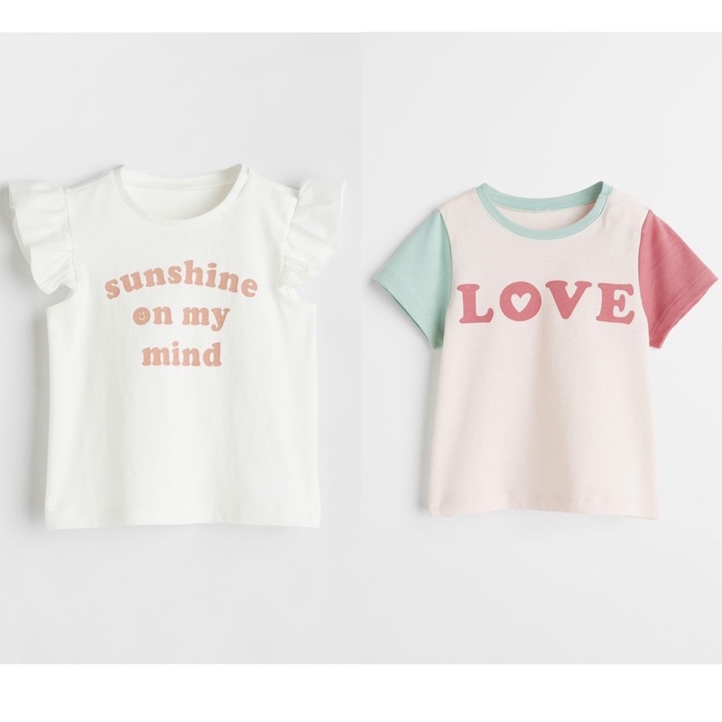[Auth] Áo phông hè cotton cho bé gái HM săn sale 7-16kg