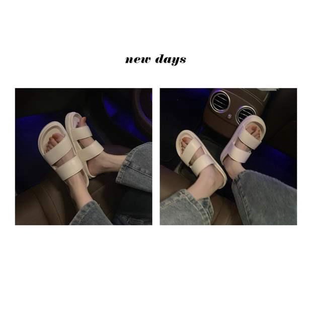 Dép bánh mì cao su 2 quai trơn