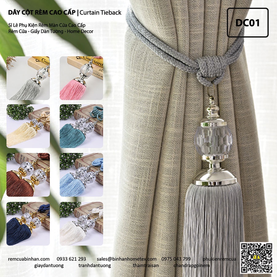 Set 2 Dây Cột Rèm Cửa Curtain Tieback Phụ Kiện Màn Cửa Sỉ Lẻ Bình An DC01 (Nhiều Màu)