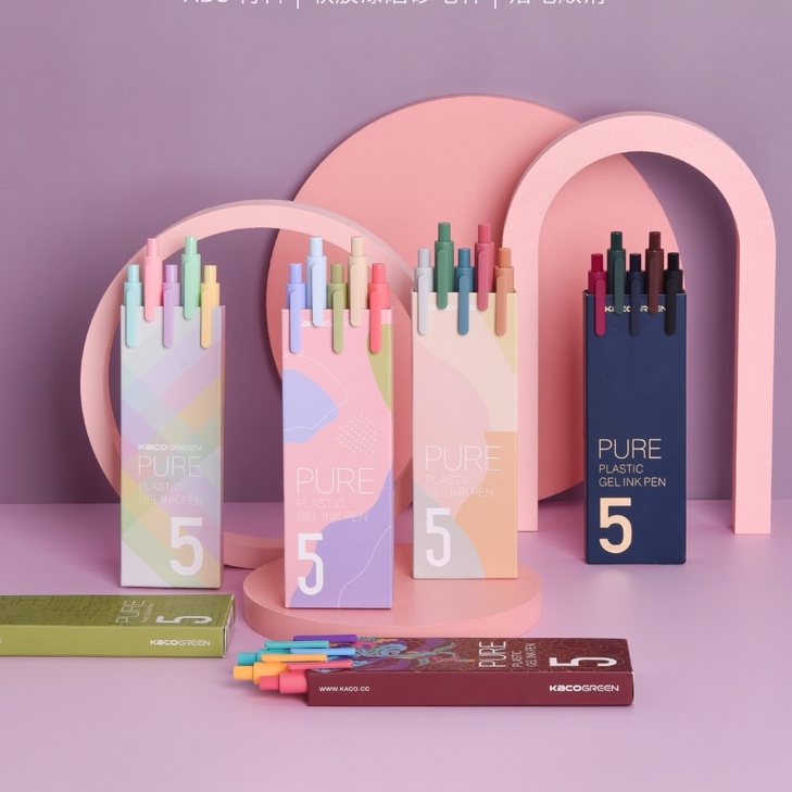 Set 6 bút gel bấm KACO ngòi 0.5mm nhiều màu sắc