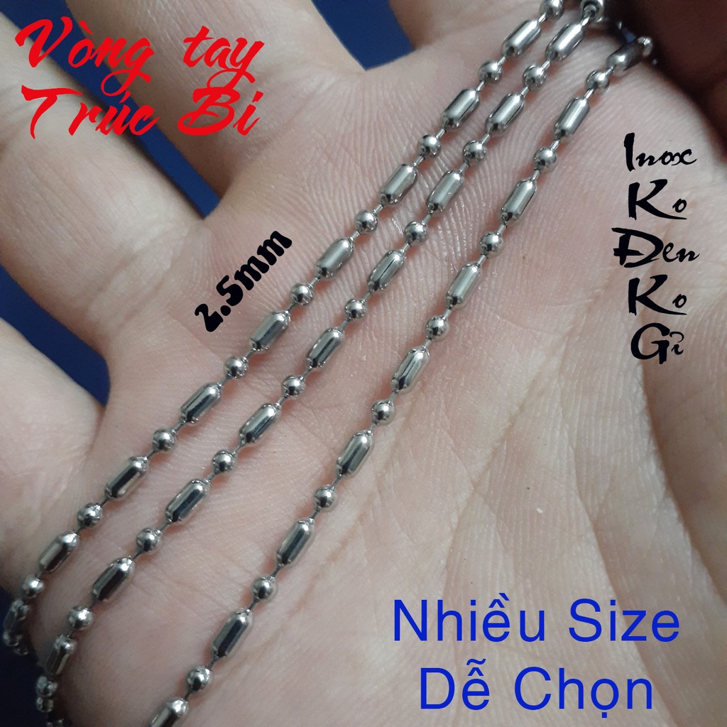 Vòng tay nữ inox kiểu trúc bi 2.5mm sáng, đẹp dễ thương không đen, không gỉ - Chọn size theo yêu cầu