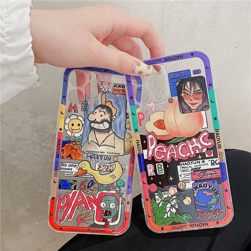 Ốp Điện Thoại TPU Mềm Trong Suốt In Họa Tiết Graffiti Cho iphone 12 11 pro max x xs Marsx xr 7 8 plus