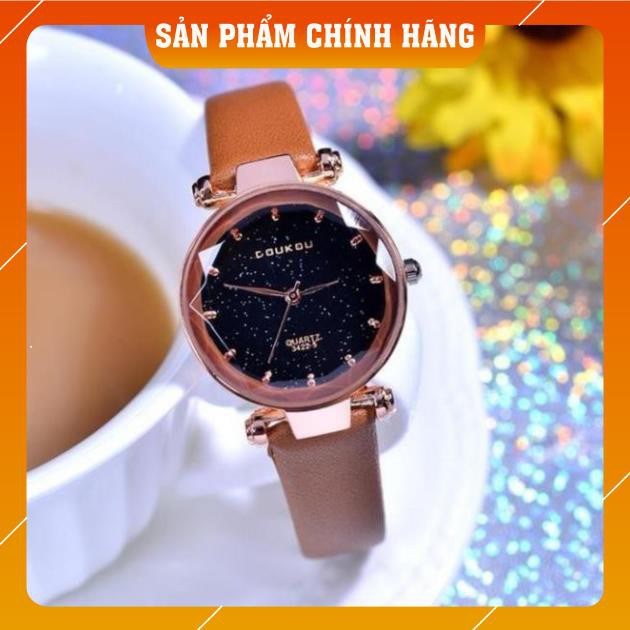 Đồng hồ nữ Doukou 3422 hàng chính hãng dây da mặt sao trời | BigBuy360 - bigbuy360.vn