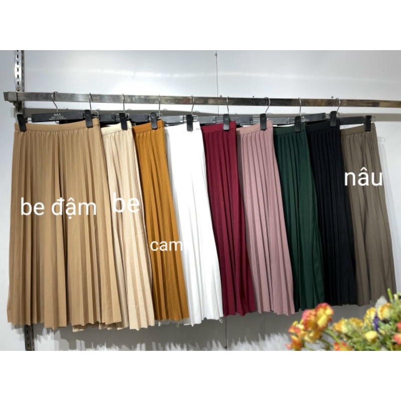 Chân váy dập ly trơn hàng QC