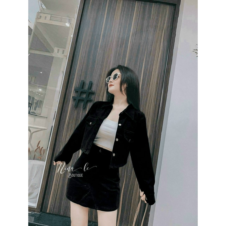 (Free Ship) MẪU  HOT SÉT FORD ÁO KHOÁC CỔ BẺ TAY DÀI PHỐI VÁY RIP NGẮN CÙNG MÀU TRẺ TRUNG HIỆN ĐẠI MẪU Y HÌNH ( KHÔNG KÈ