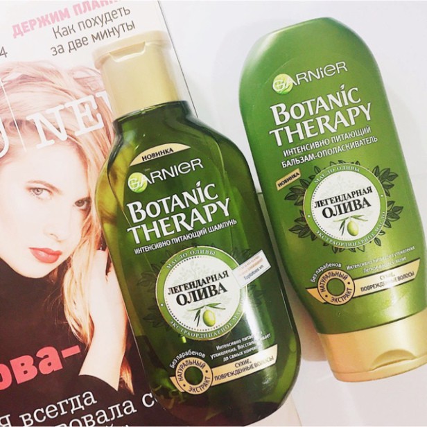 Gội xả ủ Garnier Botanic Therapy Mythische Olive phục hồi sâu tóc hư tổn, làm tóc bóng mềm