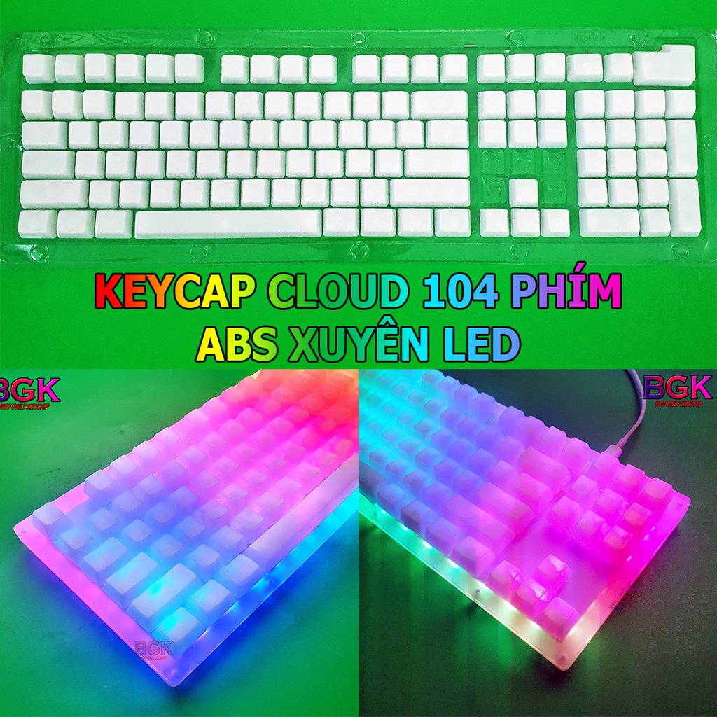 Bộ keycap CLOUD full 104 phím nhựa ABS nhám xuyên led trắng mờ cực đẹp( Bộ Nút Bàn Phím )
