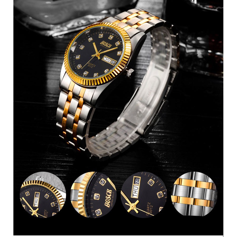 (GIÁ CỰC TỐT TỪ NHÀ BÁN HÀNG) ĐỒNG HỒ NAM BOSCK 8811 DÂY THÉP KHÔNG GỈ CAO CẤP CHÍNH HÃNG MẶT ĐEN