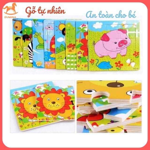 Combo 5 tranh ghép hình puzzle gỗ 9 chi tiết siêu đẹp