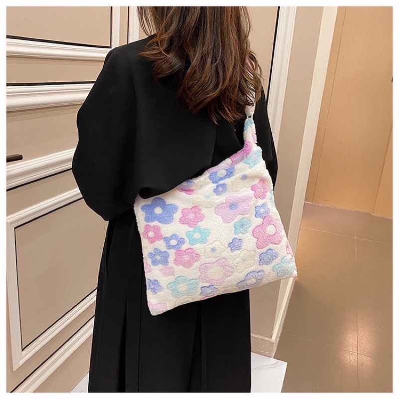 Túi đeo chéo hoa daisy bằng bông đáng yêu (có sẵn)