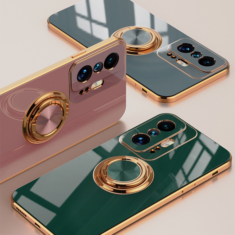 Mạ Vàng Ốp Lưng Xiaomi 11 11T Pro Lite Ultra Hộp đựng Giá đỡ Nhẫn Xoay 360 Glitter Chân đế Mỏng Mềm Máy ảnh Có Vỏ Bảo Vệ