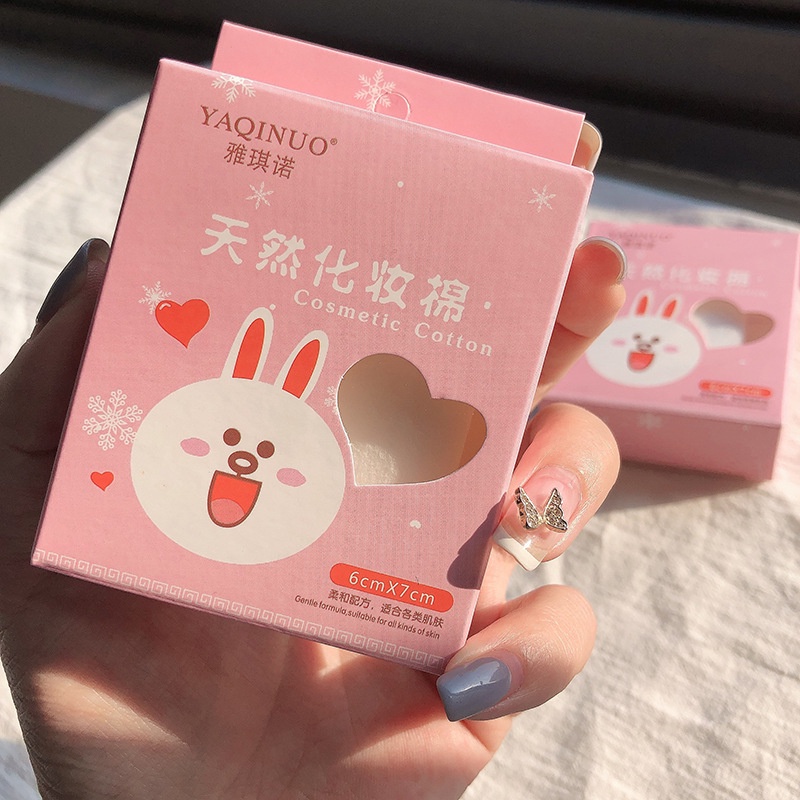 [Hàng mới về] Hộp 50 miếng bông tẩy trang YAQINUO cotton bằng vải không dệt mỏng tiết kiệm nước