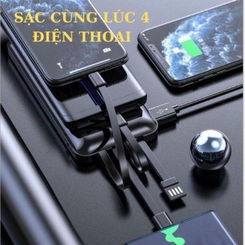 Sạc dự phòng có dây sạc nhanh type c, lightning, micro usb 5000mah 2.1A giá rẻ - Memotop