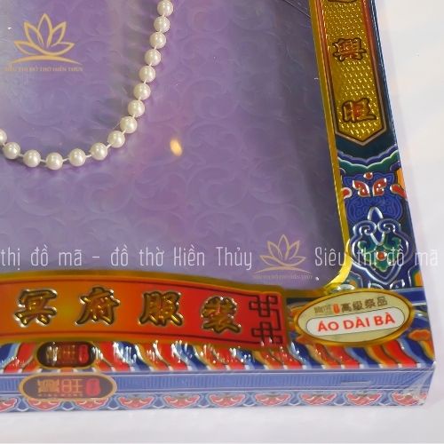 VÀNG MÃ HỘP CAO CẤP áo dài cụ bà màu tím SET áo dài cúng cụ bà bằng giấy vàng mã loại đẹp