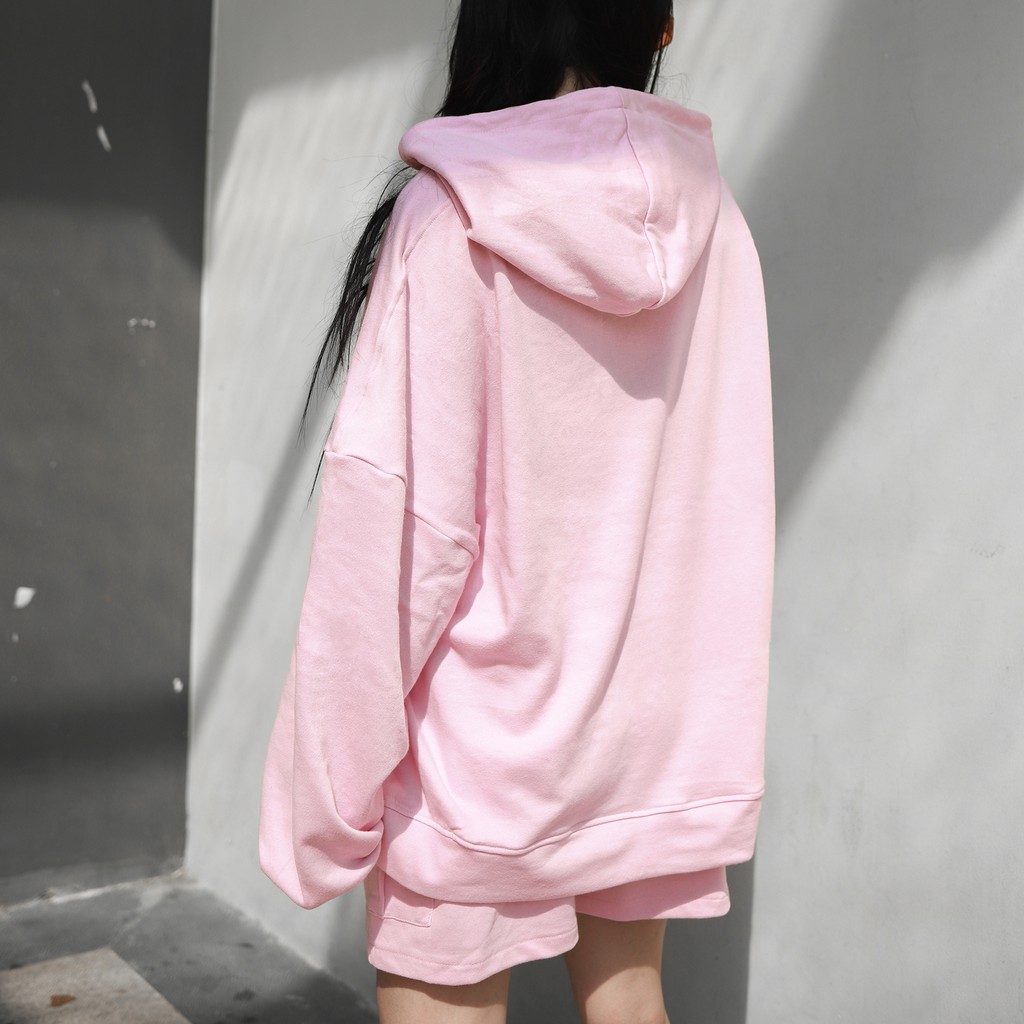 Áo Hoodie Youth Never Returns - Phía Trước Thêu Chữ Tỉ Mỉ - Chất Vải Nỉ Da Cá - Form Oversized Rộng Thoải Mái - Màu Hồng