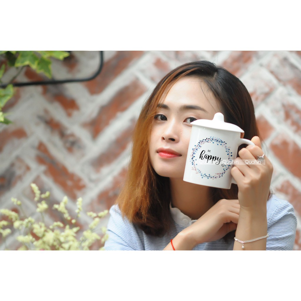 Cốc sứ trắng in hình