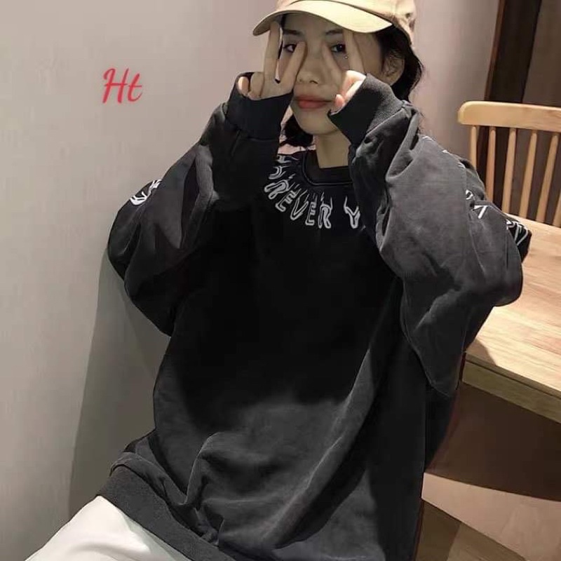 Áo nỉ bo chữ khói tay cổ HT12