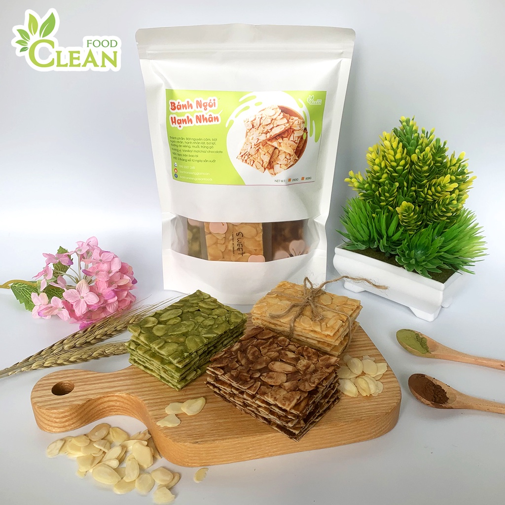 Bánh ngói hạnh nhân ăn kiêng giảm cân keto eatclean CleanFood 3 vị 500g