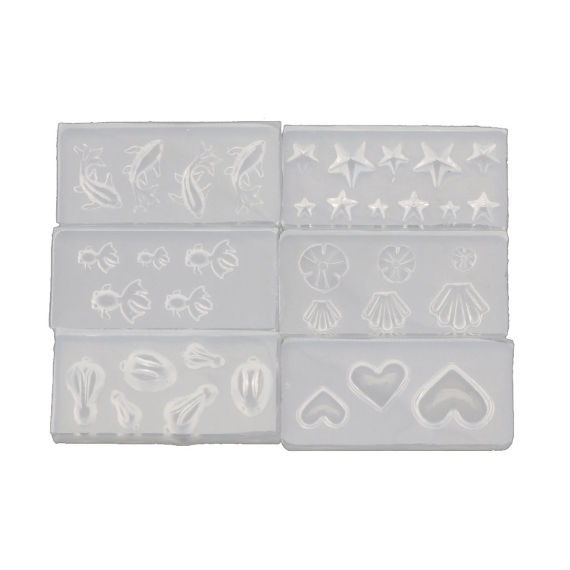 Set 6 Khuôn Làm Đồ Trang Sức Resin Thủ Công Hình Thỏ/Ngôi Sao/Lá Sen/Lá Sen Cỡ Nhỏ