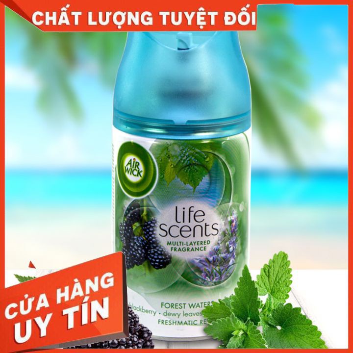 HƯƠNG THẢO HOANG DÃ,NHO ĐEN,CHAI xịt tinh dầu thiên nhiên Air Wick Forest Waters 250ml,Số lần xịt lên đến 2500 lần