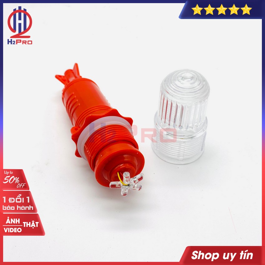 Đèn chớp cảnh báo H2Pro cao cấp-tự động sáng khi tối-chớp đỏ-loại 1 pin (1 chiếc), đèn báo hiệu tàu biển (Quà 10k 1 pin)