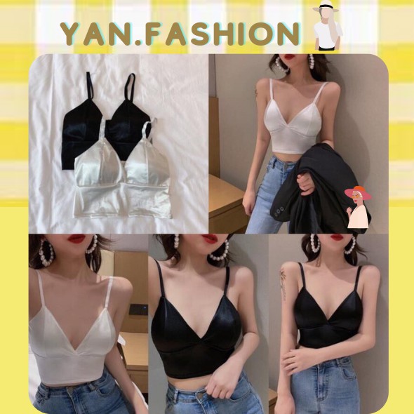 Áo Bra Satin Phi Bóng Bản To Không Gọng Thiết Kế Đơn Giản Nâng Ngực Nhẹ