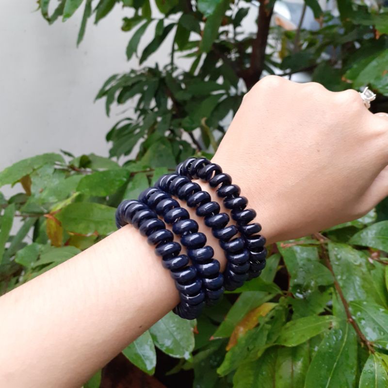 Cột tóc lò xo loại to màu xanh đen